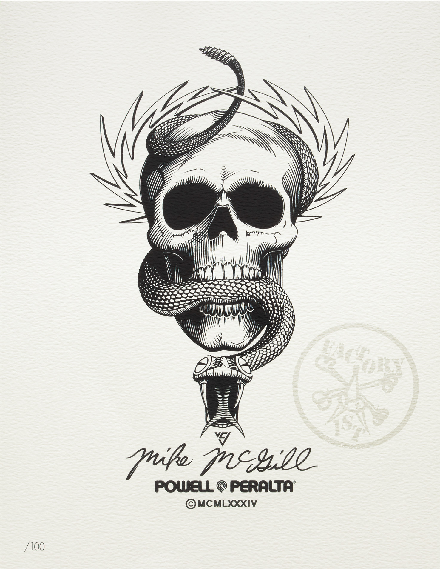 Powell Peralta McGill Skull & Snake Art Giclee Print 11 x 14