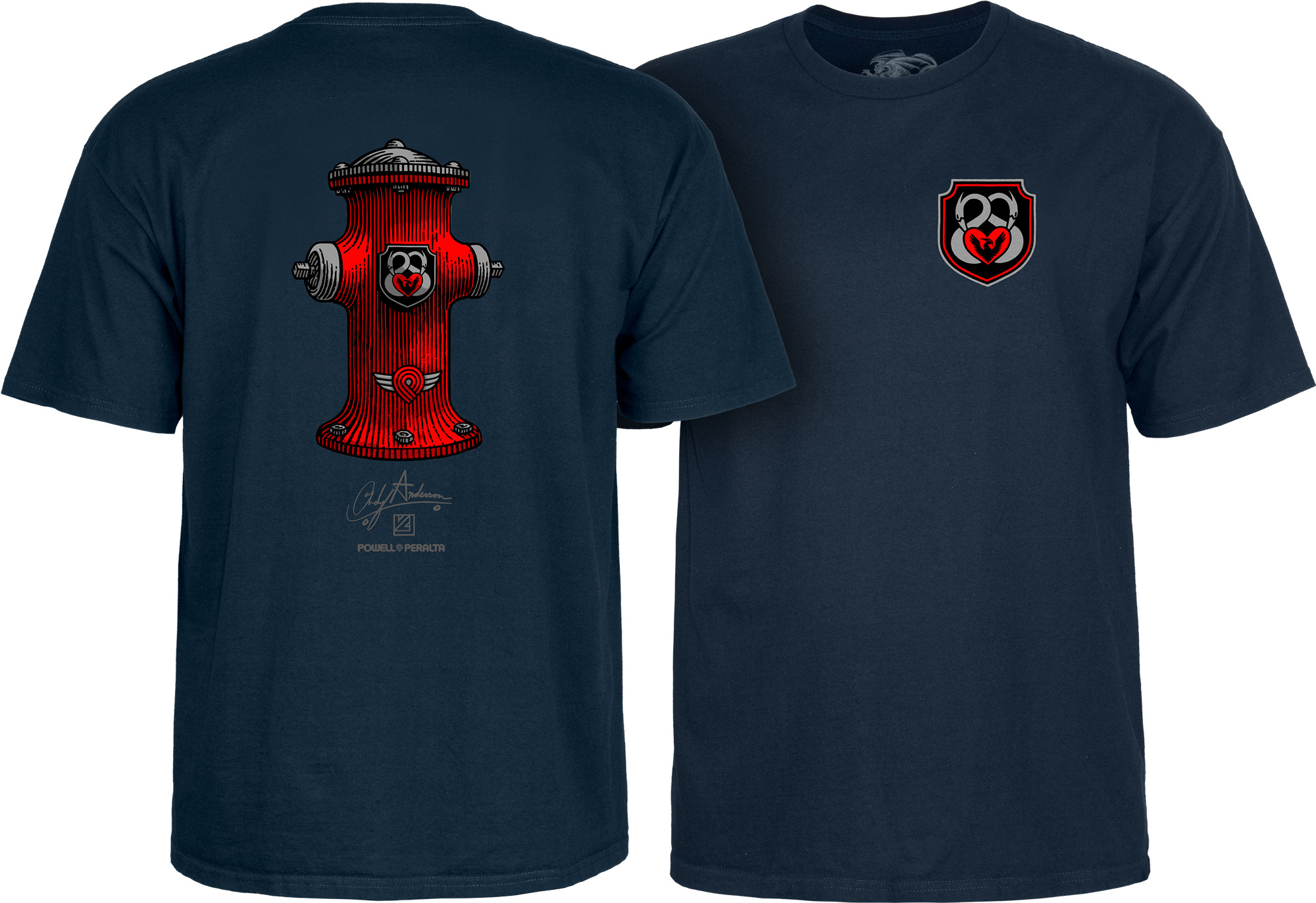 Powell Peralta Andy Anderson Hydrant T-Shirt Navy - Skate One