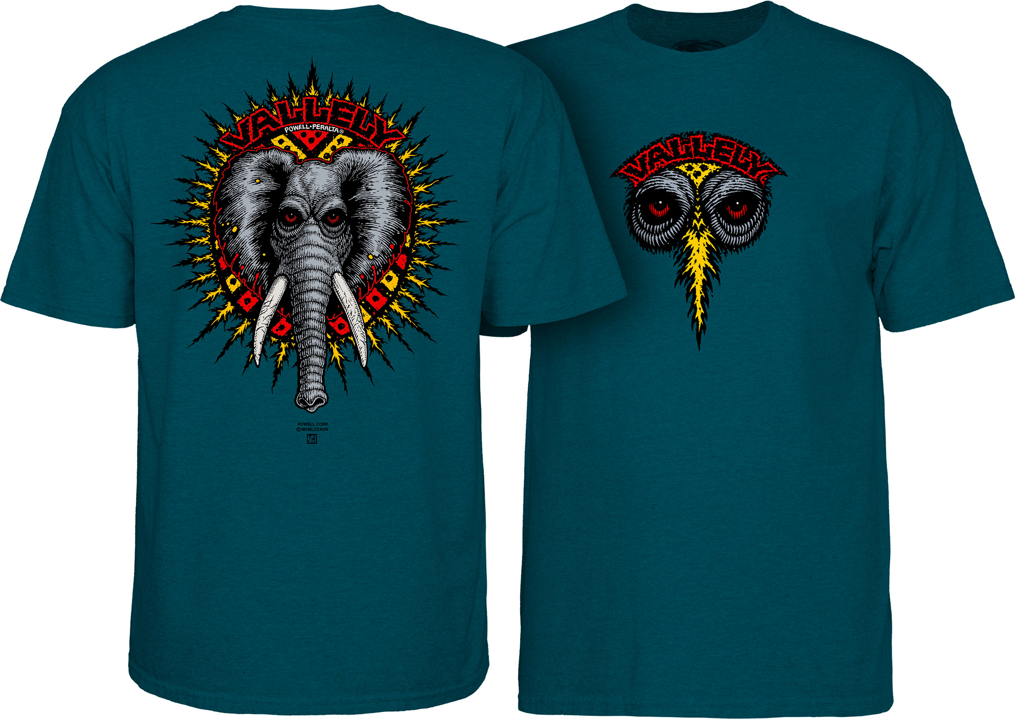 Powell Peralta Mike Vallely Elephant T-Shirt Midnight Teal - Skate One