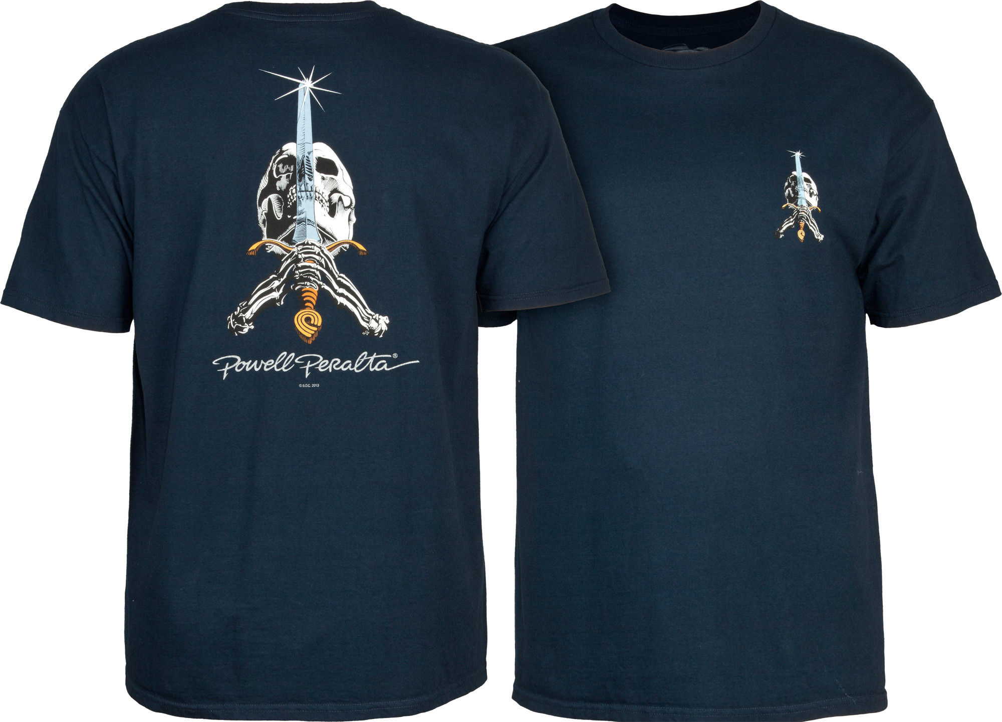 Powell Peralta Skull & Sword T-shirt - Navy - Skate One