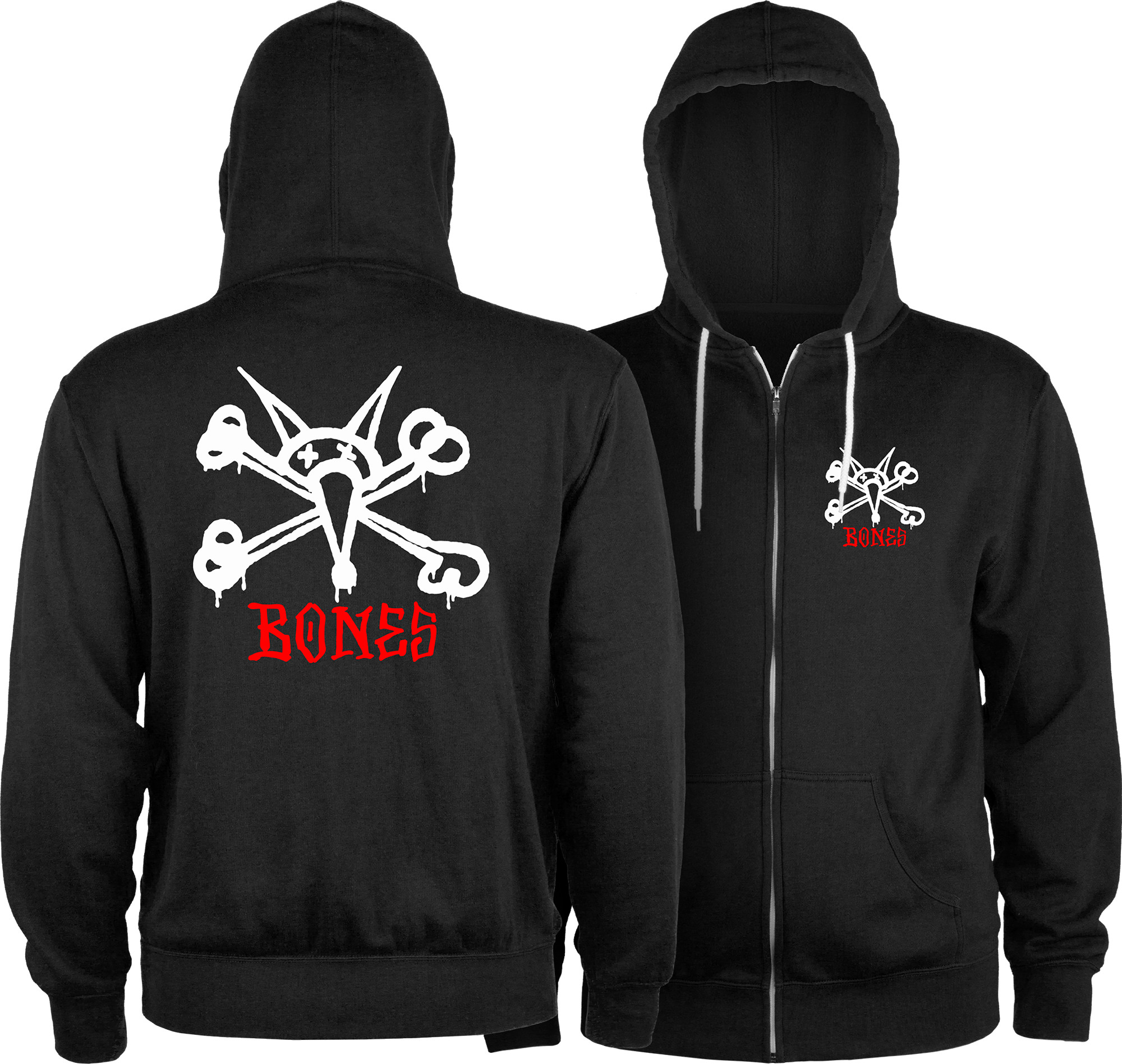 Powell Peralta Rat Bones Lightweight Zip Hoodie Black - Skate One
