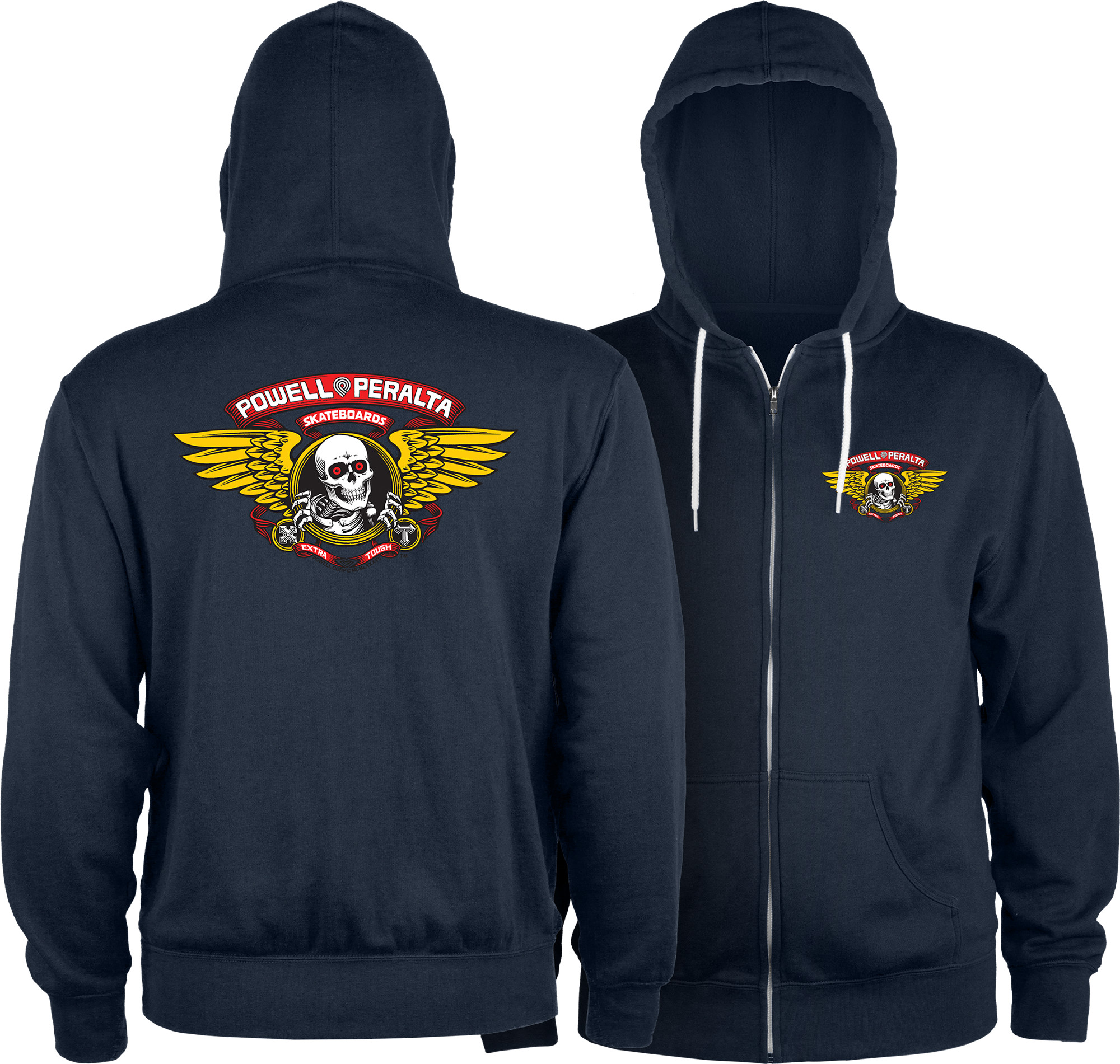 Powell Peralta Winged Ripper Lightweight Zip Hoodie Navy - Skate One