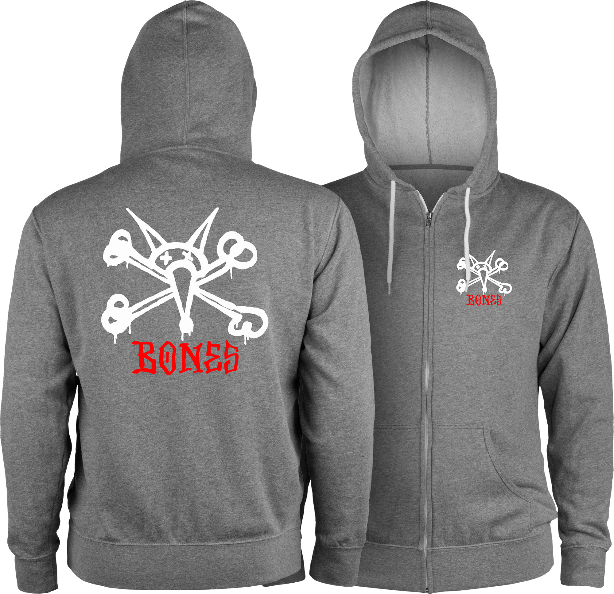 Powell Peralta Rat Bones Lightweight Zip Hoodie Gunmetal Heather