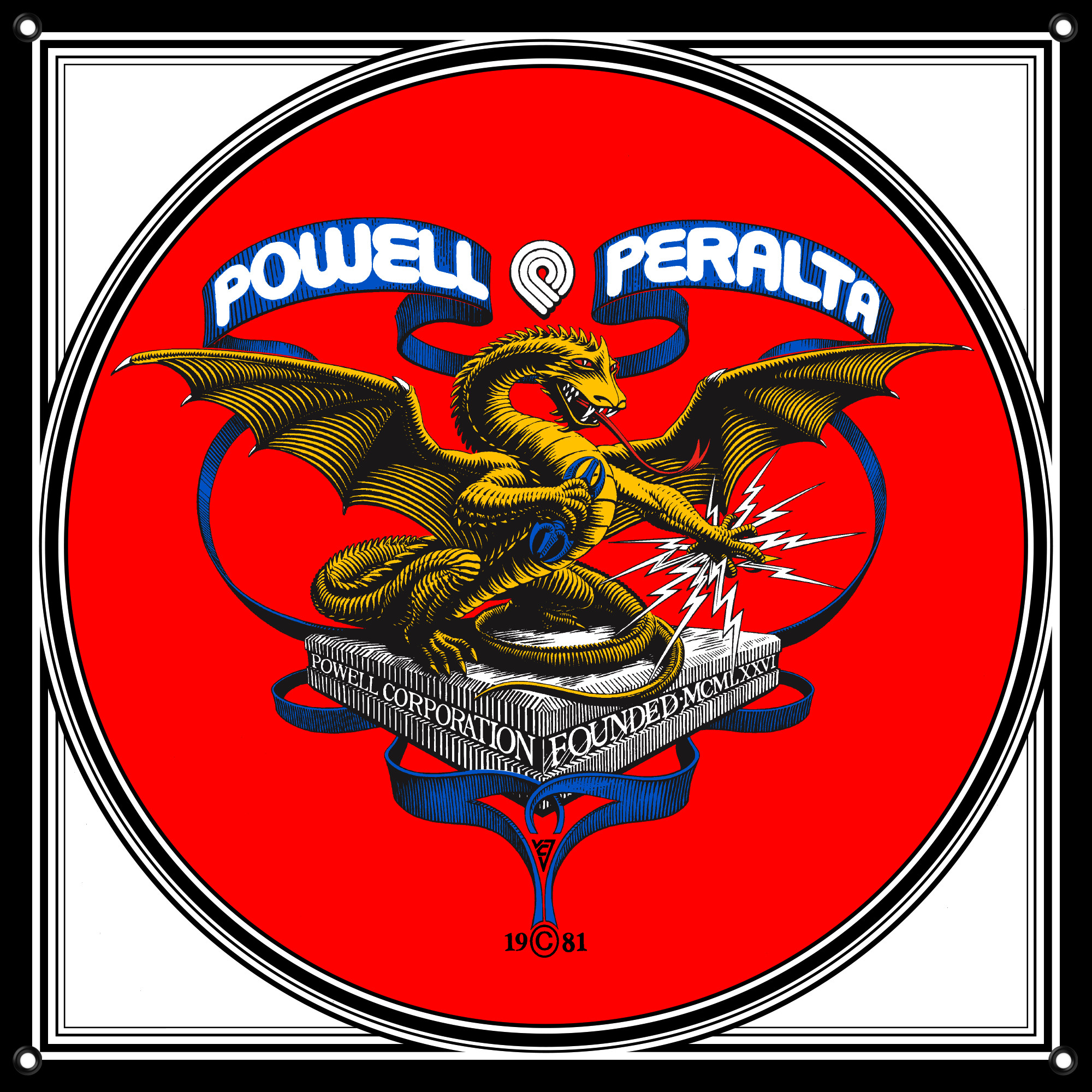 スケートボード vintage 80s powell peralta banner Powell Peralta Banner - Banner Dragon 30x30 - Skate One