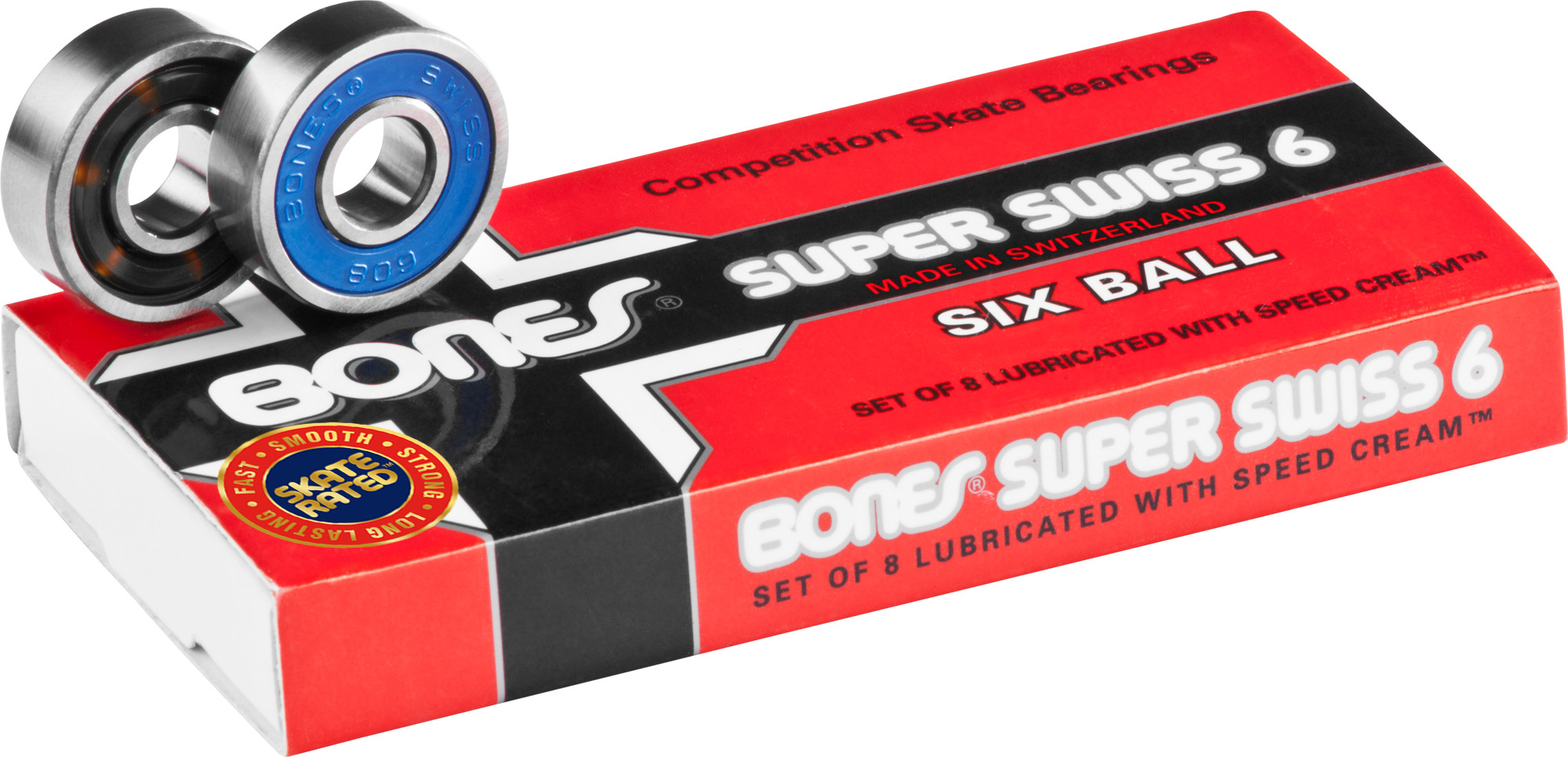 BONES SUPER SWISS 6 スケート ボール ベアリング ボーンズ Bones® Super Swiss 6 Skateboard Bearings 8 pack - Skate One