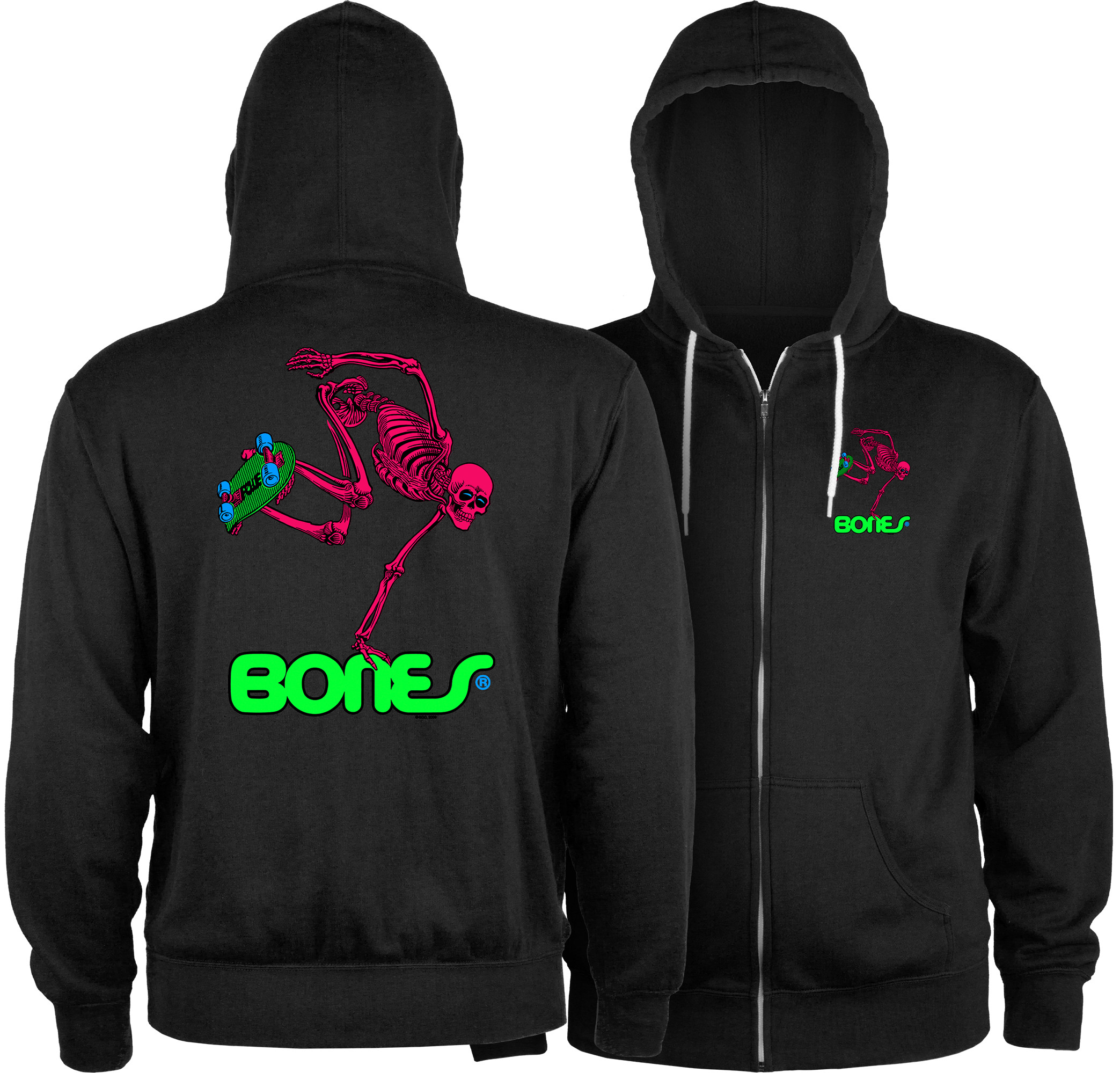 Powell Peralta Skateboard Skeleton Zip Hoodie Lightweight
