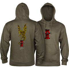 Powell Peralta Andy Anderson Hydrant Hooded Sweatshirt Mid Weight Army Heather