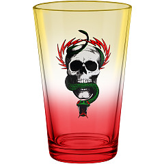 Powell Peralta Pint Glass McGill Skull & Snake Yellow/Red Fade