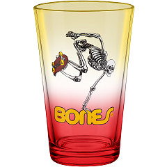 Powell Peralta Pint Glass Skateboard Skeleton Yellow/Red Fade