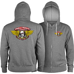 Powell Peralta Winged Ripper Lightweight Zipper Hooded Sweatshirt Gunmetal Heather