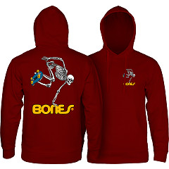 Powell Peralta Skateboard Skeleton Hooded Sweatshirt Mid Weight Maroon