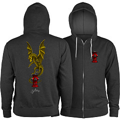 Powell Peralta Andy Anderson Hydrant Lightweight Zipper Hooded Sweatshirt Charcoal Heather