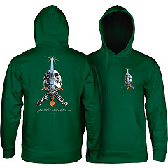Powell Peralta Skull & Sword Hooded Sweatshirt Mid Weight Alpine Green