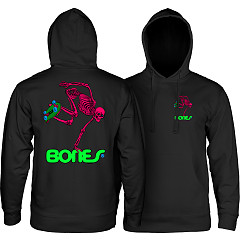 Powell Peralta Skateboard Skeleton Hooded Sweatshirt Mid Weight Blacklight