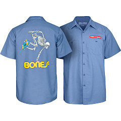 Powell Peralta Work Shirt Skateboard Skeleton Postal Blue