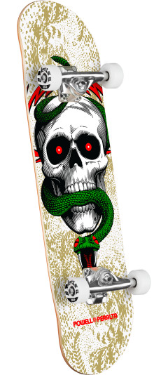 Powell Peralta Skull & Snake Birch Complete Skateboard White/Metallic Gold - 7.75 x 31.08