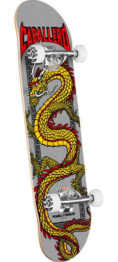 Powell Peralta Cab Chinese Dragon Birch Skateboard Complete Metallic Silver -Shape 291 - 7.75 x 31.08