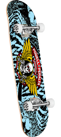 Powell Peralta Winged Ripper Birch Complete Skateboard Black/Light Blue - 7 x 28