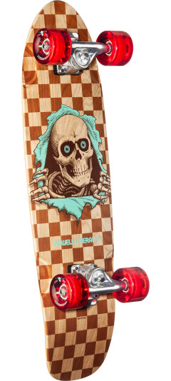 Powell Peralta Sidewalk Surfer Natural Checker Ripper Birch Cruiser Complete Skateboard - 8.37 x 28.20