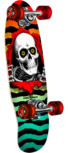 Powell Peralta Classic Cruiser Ripper Birch Skateboard Complete Red/Aqua Fade - Shape 187 - 7.5 x 24
