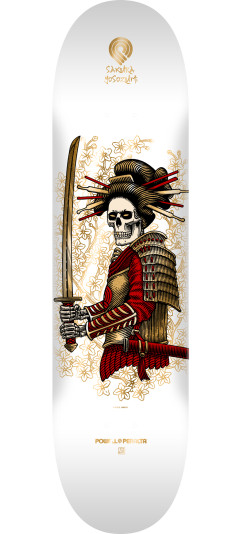 Powell Peralta Sakura Yosozumi Onna-Bugeisha - White / Gold Foil - Skateboard Deck Shape 248 - 8.25 x 31.95