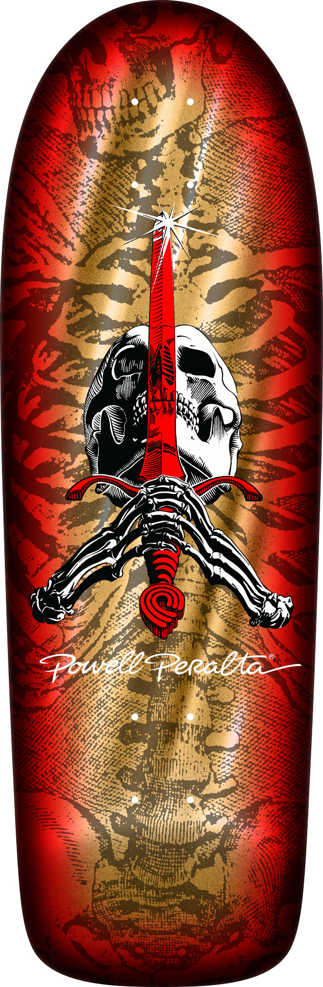 Powell Peralta OG Skull & Sword Reissue Skateboard Deck Gold Foil
