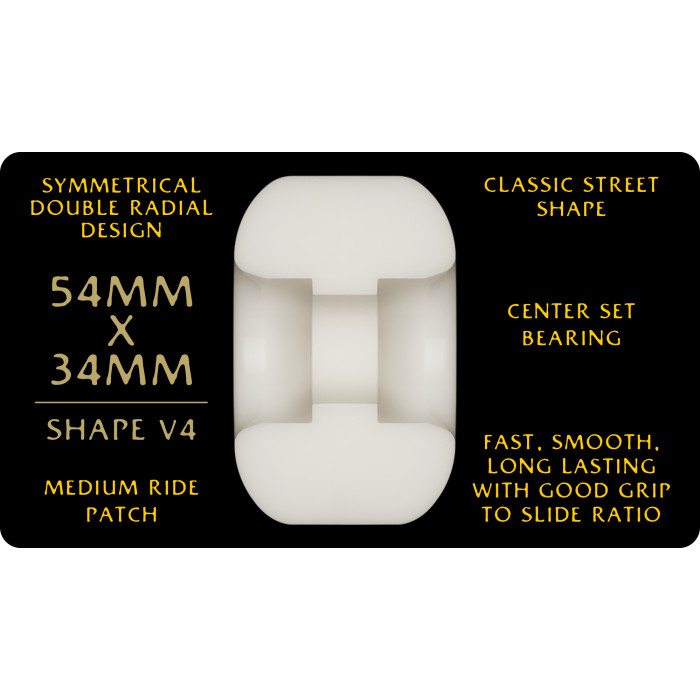 Powell Peralta Dragons 95A - V4 Symmetrical Shape - Medium Ride Patch - 54mm x 34mm 95A V4 Skateboard Wheels 4pk