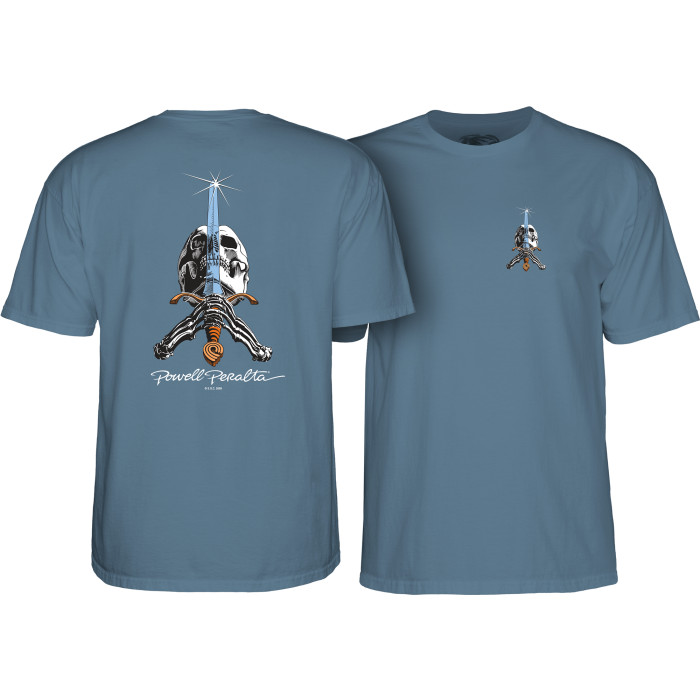 Powell Peralta Skull & Sword T-Shirt Indigo Blue - Skate One