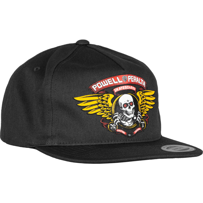 スケートボード POWELL PERALTA WINGED RIPPER CAP 90s Powell Peralta Winged Ripper Snap Back Cap Black - Skate One