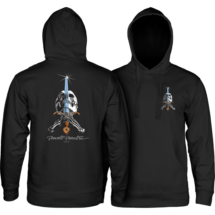 古着ヴィンテージPOWELL PERALTA スカル&ソード　パーカー　サイズM Powell Peralta Skull & Sword Midweight Hooded Sweatshirt - Black