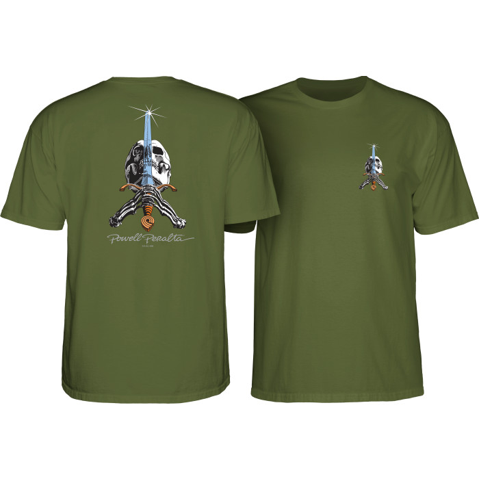 Powell Peralta Skull & Sword T-Shirt Military Green - Skate One